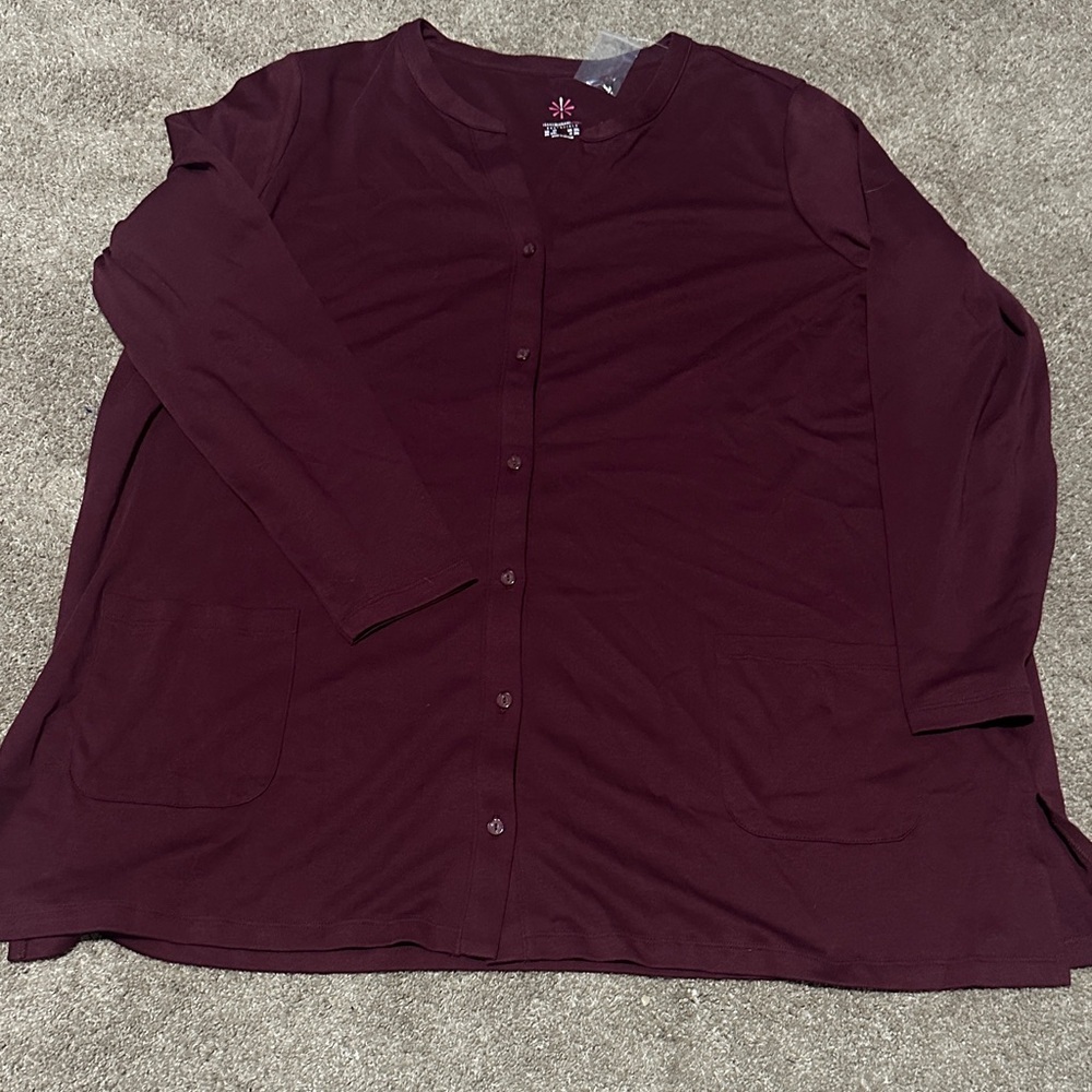 Longline Button Cardigan in Burgundy